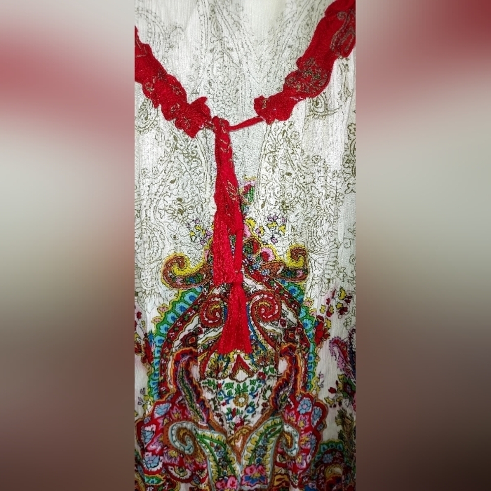 Bila Red and Multicolor Paisley Tank Top - Picture 3 of 3
